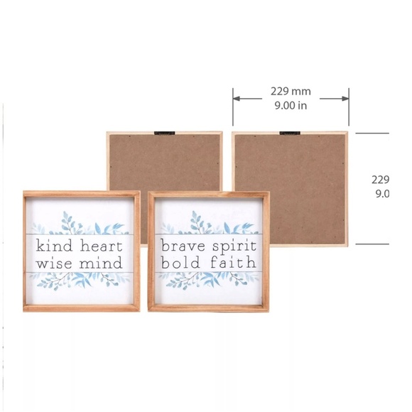 Sonoma Goods For Life Kind Heart Framed Wall Decor 2 Piece Set 9” x 9” NIB - Picture 1 of 5